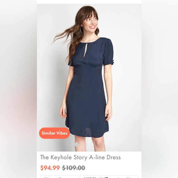 New ModCloth Navy Blue Vintage Inspired Keyhole Dress Women’s size 12 - Picture 1 of 11